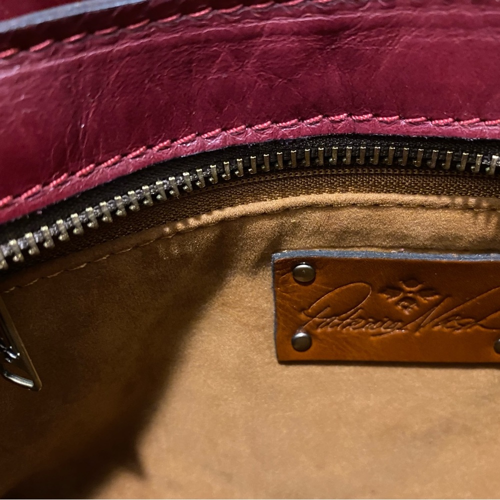 Patricia Nash Rienzo Satchel in Deep Raspberry Tooled Italian Leather - Picture 9 of 10